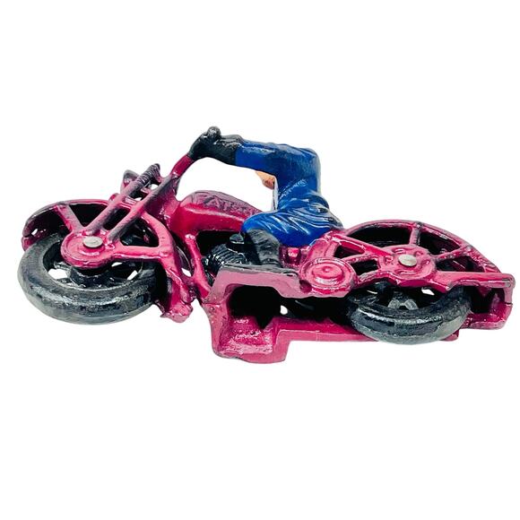 Vintage Iron Art Patrol Motorcycle Cast Iron Toy Policeman Reproduction 60s - Picture 5 of 14